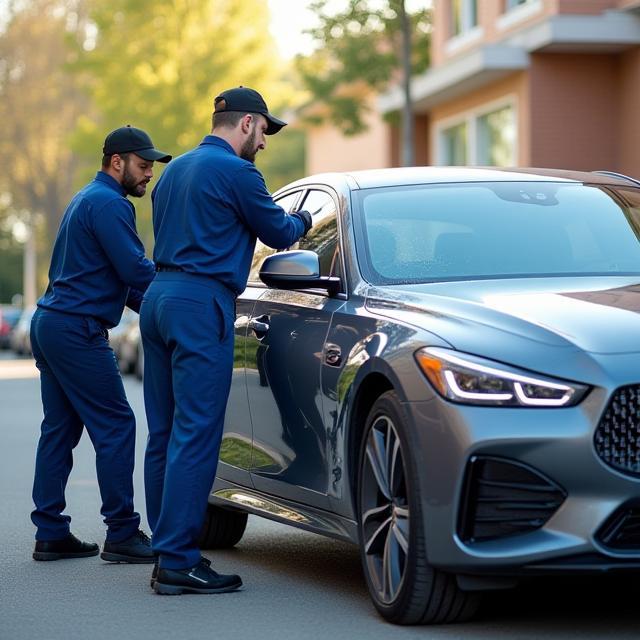 ClearView team detailing a vehicle